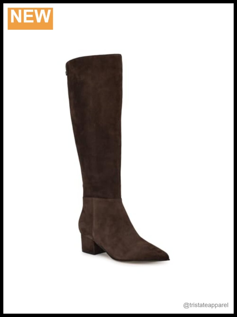 Nine West Morgin Suede Knee High Dress Boots Heeled Zipper 1.77"